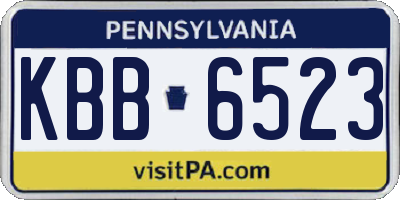 PA license plate KBB6523