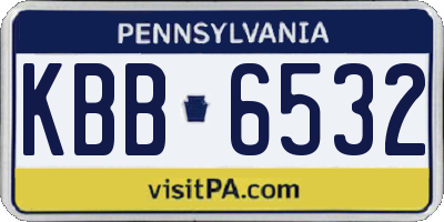 PA license plate KBB6532
