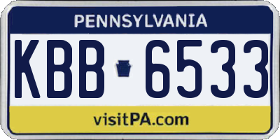 PA license plate KBB6533