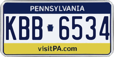 PA license plate KBB6534