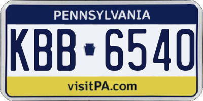 PA license plate KBB6540