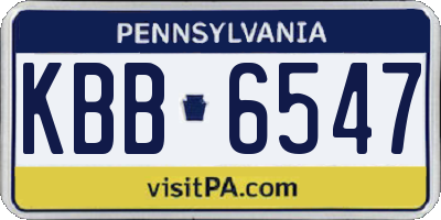 PA license plate KBB6547