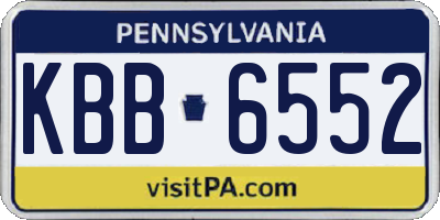 PA license plate KBB6552