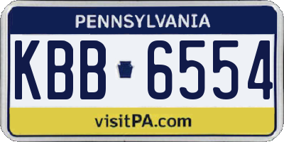PA license plate KBB6554