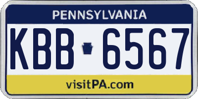 PA license plate KBB6567