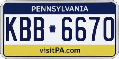 PA license plate KBB6670