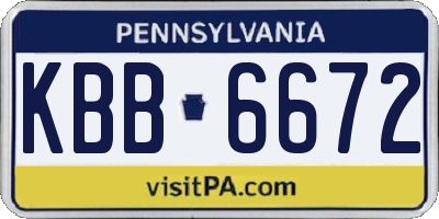 PA license plate KBB6672