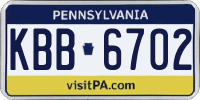 PA license plate KBB6702
