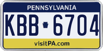 PA license plate KBB6704