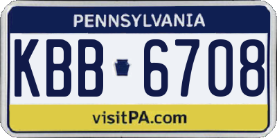 PA license plate KBB6708