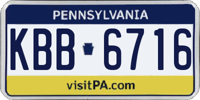 PA license plate KBB6716
