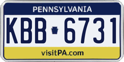 PA license plate KBB6731