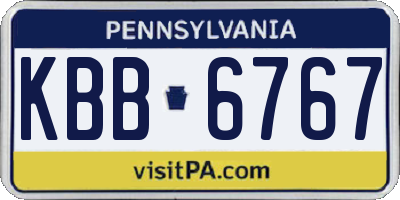 PA license plate KBB6767