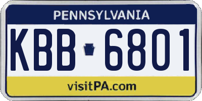 PA license plate KBB6801