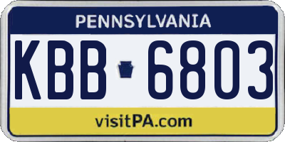 PA license plate KBB6803