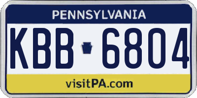 PA license plate KBB6804