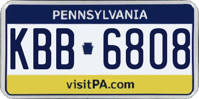 PA license plate KBB6808