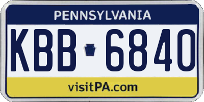 PA license plate KBB6840