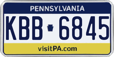 PA license plate KBB6845