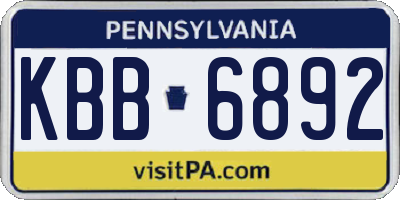 PA license plate KBB6892