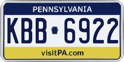 PA license plate KBB6922