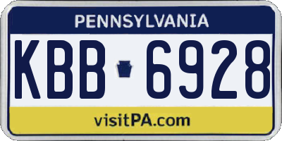 PA license plate KBB6928