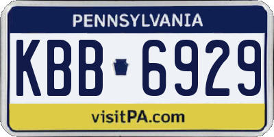 PA license plate KBB6929