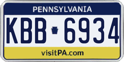 PA license plate KBB6934