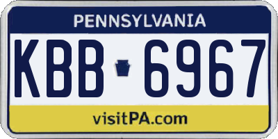 PA license plate KBB6967