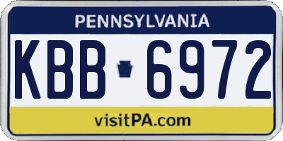 PA license plate KBB6972