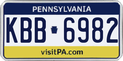 PA license plate KBB6982