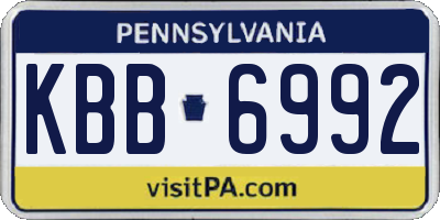 PA license plate KBB6992