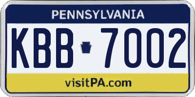 PA license plate KBB7002