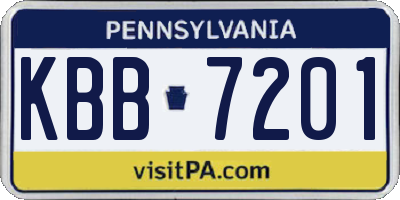 PA license plate KBB7201