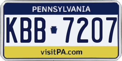 PA license plate KBB7207