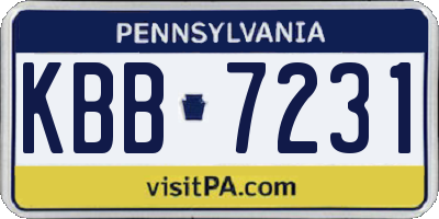 PA license plate KBB7231