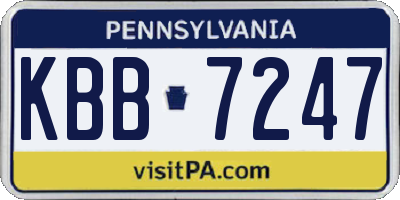 PA license plate KBB7247