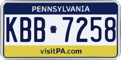 PA license plate KBB7258