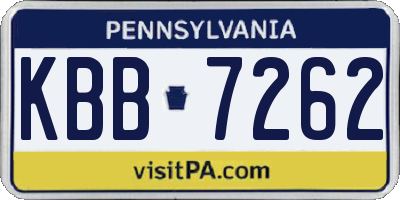 PA license plate KBB7262
