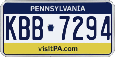 PA license plate KBB7294
