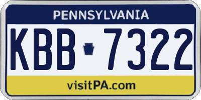 PA license plate KBB7322