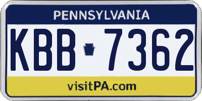PA license plate KBB7362