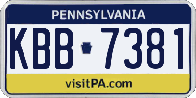 PA license plate KBB7381