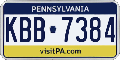 PA license plate KBB7384