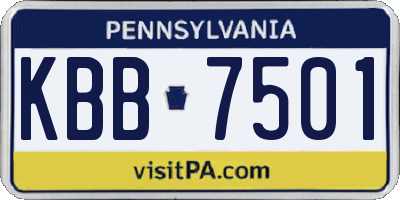 PA license plate KBB7501