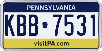 PA license plate KBB7531