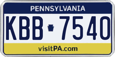PA license plate KBB7540