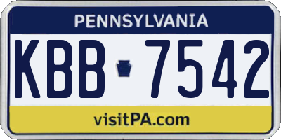 PA license plate KBB7542