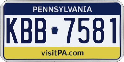 PA license plate KBB7581