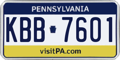 PA license plate KBB7601